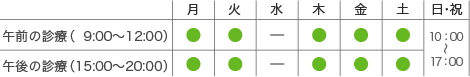 元八整骨院の診療時間